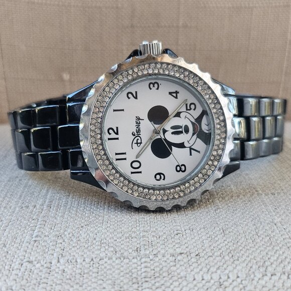 Minnie Mouse Disney Wristwatch Black Tone Metal Strap Analog Accutime Watch - Picture 12 of 12